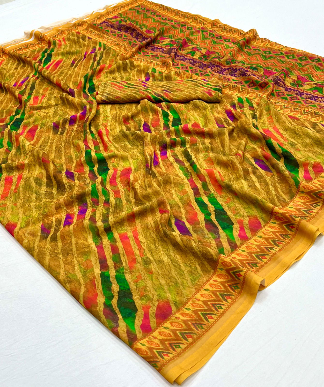 SRC Sanjawani Georgette Printed Non Catalog Sarees Wholesale Price In Surat